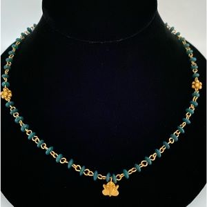 Museum Reproduction necklace Coqui Peru Peruvian frog Green and gold